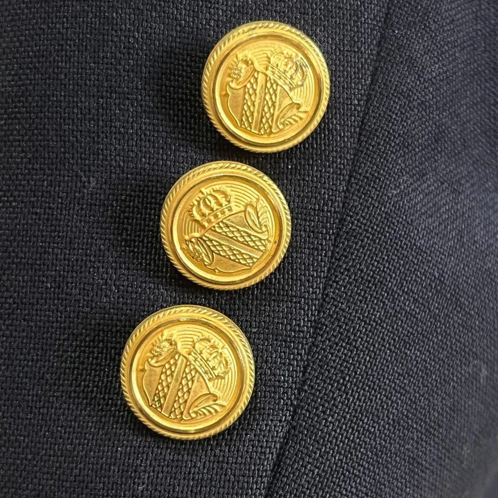 David Taylor Mens‎ Blazer 46R Navy Blue Gold Crest Buttons Sport Coat Jacket